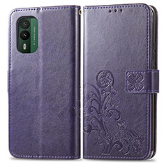 Coque Portefeuille Fleurs Livre Cuir Etui Clapet pour Nokia XR21 Violet