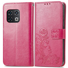 Coque Portefeuille Fleurs Livre Cuir Etui Clapet pour OnePlus 10 Pro 5G Rose Rouge