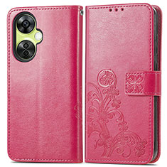 Coque Portefeuille Fleurs Livre Cuir Etui Clapet pour OnePlus Nord CE 3 Lite 5G Rose Rouge