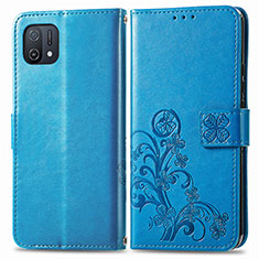 Coque Portefeuille Fleurs Livre Cuir Etui Clapet pour Oppo A16e Bleu