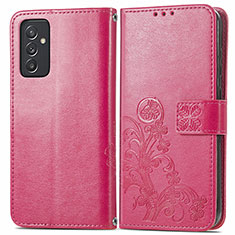 Coque Portefeuille Fleurs Livre Cuir Etui Clapet pour Samsung Galaxy A05s Rouge