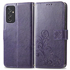 Coque Portefeuille Fleurs Livre Cuir Etui Clapet pour Samsung Galaxy A15 5G Violet