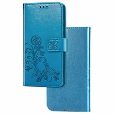 Coque Portefeuille Fleurs Livre Cuir Etui Clapet pour Samsung Galaxy A81 Bleu