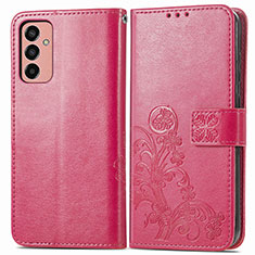 Coque Portefeuille Fleurs Livre Cuir Etui Clapet pour Samsung Galaxy F13 4G Rouge