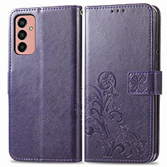 Coque Portefeuille Fleurs Livre Cuir Etui Clapet pour Samsung Galaxy F13 4G Violet