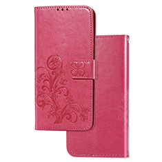 Coque Portefeuille Fleurs Livre Cuir Etui Clapet pour Samsung Galaxy M01 Core Rouge