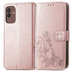 Coque Portefeuille Fleurs Livre Cuir Etui Clapet pour Samsung Galaxy M13 5G Rose