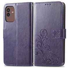 Coque Portefeuille Fleurs Livre Cuir Etui Clapet pour Samsung Galaxy M13 5G Violet