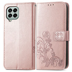 Coque Portefeuille Fleurs Livre Cuir Etui Clapet pour Samsung Galaxy M33 5G Rose