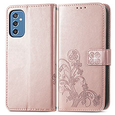 Coque Portefeuille Fleurs Livre Cuir Etui Clapet pour Samsung Galaxy M52 5G Rose