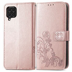 Coque Portefeuille Fleurs Livre Cuir Etui Clapet pour Samsung Galaxy M62 4G Rose