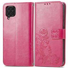 Coque Portefeuille Fleurs Livre Cuir Etui Clapet pour Samsung Galaxy M62 4G Rouge