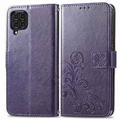 Coque Portefeuille Fleurs Livre Cuir Etui Clapet pour Samsung Galaxy M62 4G Violet