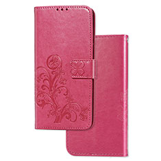 Coque Portefeuille Fleurs Livre Cuir Etui Clapet pour Samsung Galaxy M80S Rouge
