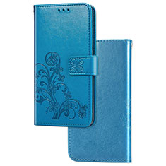 Coque Portefeuille Fleurs Livre Cuir Etui Clapet pour Samsung Galaxy S20 Lite 5G Bleu
