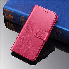 Coque Portefeuille Fleurs Livre Cuir Etui Clapet pour Samsung Galaxy S21 5G Rouge