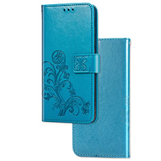 Coque Portefeuille Fleurs Livre Cuir Etui Clapet pour Sony Xperia 1 Bleu