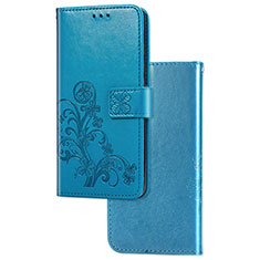 Coque Portefeuille Fleurs Livre Cuir Etui Clapet pour Sony Xperia 1 II Bleu