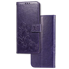 Coque Portefeuille Fleurs Livre Cuir Etui Clapet pour Sony Xperia 1 Violet