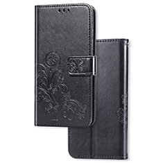 Coque Portefeuille Fleurs Livre Cuir Etui Clapet pour Sony Xperia 10 II Noir