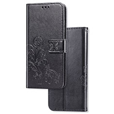 Coque Portefeuille Fleurs Livre Cuir Etui Clapet pour Sony Xperia 5 Noir