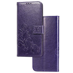 Coque Portefeuille Fleurs Livre Cuir Etui Clapet pour Sony Xperia 5 Violet