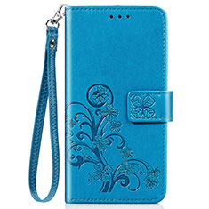 Coque Portefeuille Fleurs Livre Cuir Etui Clapet pour Sony Xperia 8 Bleu