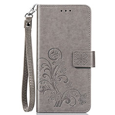 Coque Portefeuille Fleurs Livre Cuir Etui Clapet pour Sony Xperia 8 Gris