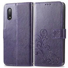 Coque Portefeuille Fleurs Livre Cuir Etui Clapet pour Sony Xperia Ace II Violet