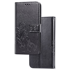 Coque Portefeuille Fleurs Livre Cuir Etui Clapet pour Sony Xperia L3 Noir