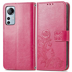 Coque Portefeuille Fleurs Livre Cuir Etui Clapet pour Xiaomi Mi 12 Lite 5G Rouge