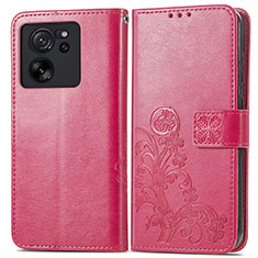 Coque Portefeuille Fleurs Livre Cuir Etui Clapet pour Xiaomi Mi 13T 5G Rose Rouge