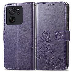 Coque Portefeuille Fleurs Livre Cuir Etui Clapet pour Xiaomi Mi 13T 5G Violet