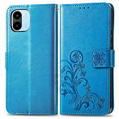 Coque Portefeuille Fleurs Livre Cuir Etui Clapet pour Xiaomi Redmi A2 Bleu
