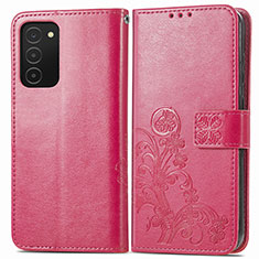 Coque Portefeuille Fleurs Livre Cuir Etui Clapet S01D pour Samsung Galaxy A02s Rose Rouge