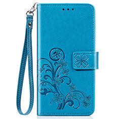 Coque Portefeuille Fleurs Livre Cuir Etui Clapet S02D pour Samsung Galaxy A20 Bleu