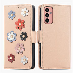 Coque Portefeuille Fleurs Livre Cuir Etui Clapet S02D pour Samsung Galaxy F13 4G Kaki