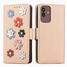 Coque Portefeuille Fleurs Livre Cuir Etui Clapet S02D pour Samsung Galaxy M13 5G Kaki