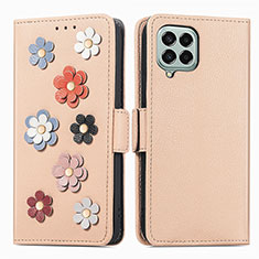 Coque Portefeuille Fleurs Livre Cuir Etui Clapet S02D pour Samsung Galaxy M33 5G Kaki