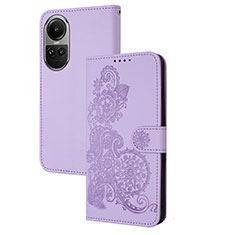 Coque Portefeuille Fleurs Livre Cuir Etui Clapet Y01X pour Oppo Reno10 Pro 5G Violet
