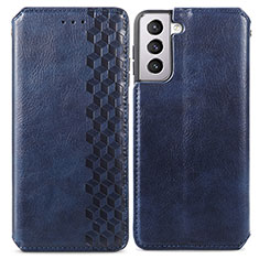 Coque Portefeuille Livre Cuir Etui Clapet A01D pour Samsung Galaxy S21 Plus 5G Bleu