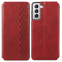 Coque Portefeuille Livre Cuir Etui Clapet A01D pour Samsung Galaxy S21 Plus 5G Rouge