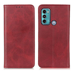 Coque Portefeuille Livre Cuir Etui Clapet A02D pour Motorola Moto G60 Rouge