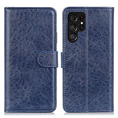 Coque Portefeuille Livre Cuir Etui Clapet A02D pour Samsung Galaxy S21 Ultra 5G Bleu