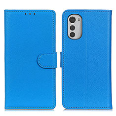 Coque Portefeuille Livre Cuir Etui Clapet A03D pour Motorola Moto E32 Bleu Ciel