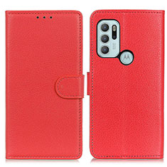 Coque Portefeuille Livre Cuir Etui Clapet A03D pour Motorola Moto G60s Rouge