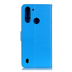 Coque Portefeuille Livre Cuir Etui Clapet A03D pour Motorola Moto One Fusion Bleu Ciel