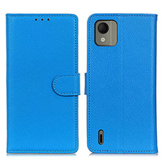 Coque Portefeuille Livre Cuir Etui Clapet A03D pour Nokia C110 Bleu Ciel