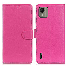 Coque Portefeuille Livre Cuir Etui Clapet A03D pour Nokia C110 Rose Rouge