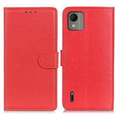 Coque Portefeuille Livre Cuir Etui Clapet A03D pour Nokia C110 Rouge